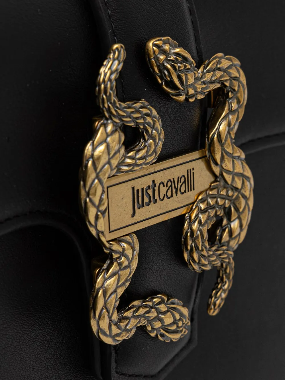 Just Cavalli Schoudertas met slangplakkaat Zwart