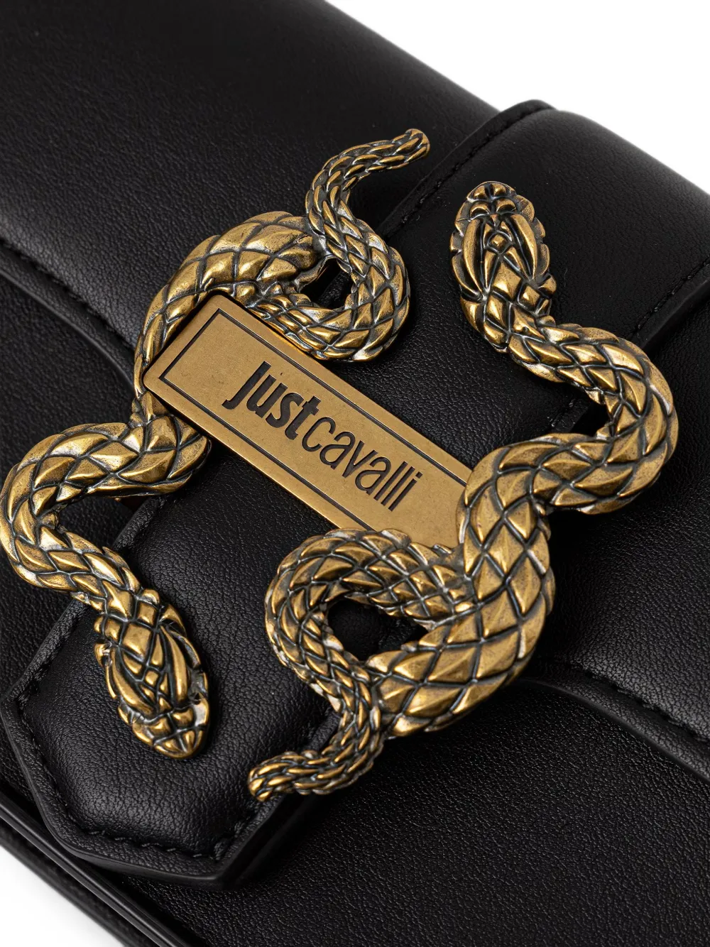 Just Cavalli Mini-tas met slangen-plakkaat Zwart