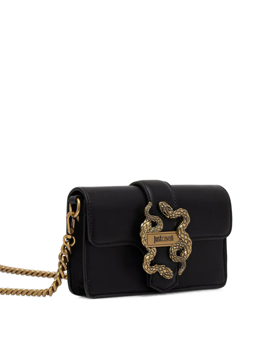Just Cavalli Mini-tas met slangen-plakkaat Zwart