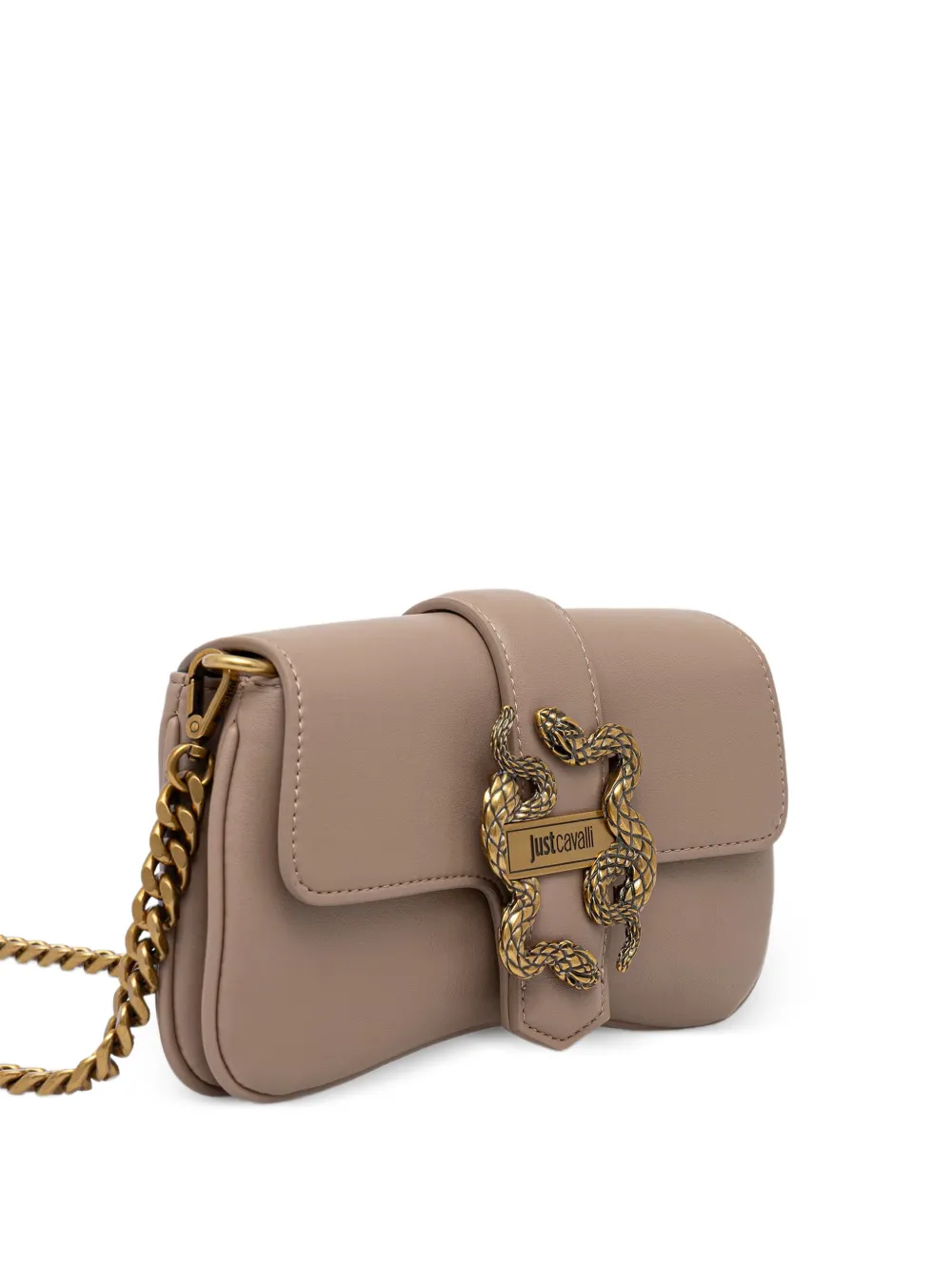 Just Cavalli Iconic Snakes crossbodytas met slangenplakkaat Beige