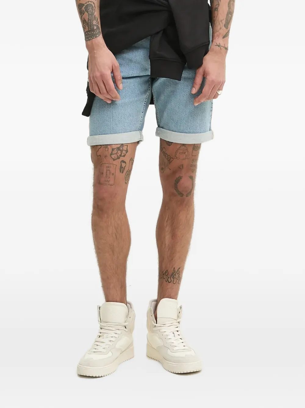 Karl Lagerfeld Jeans rolled-cuff denim shorts - Blu