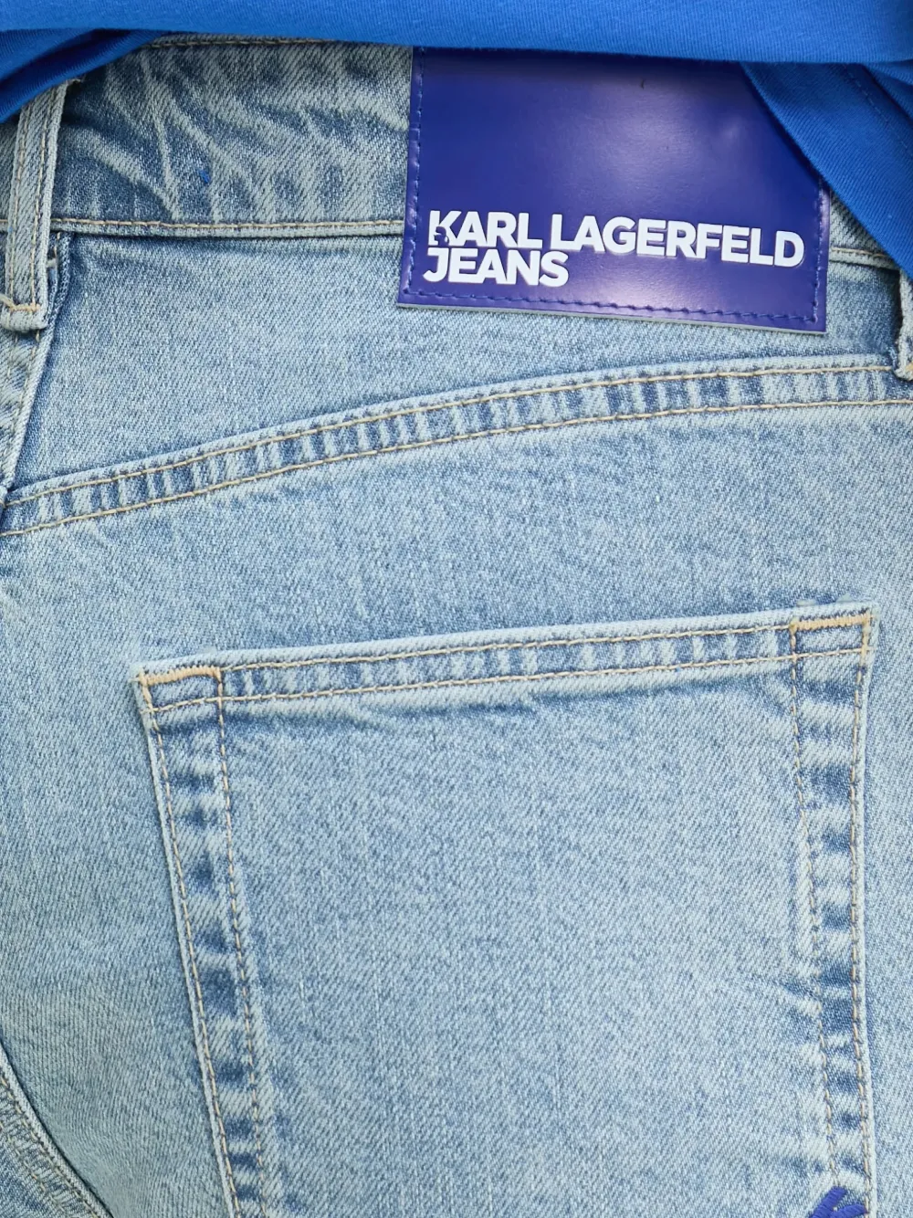Karl Lagerfeld Jeans rolled-cuff denim shorts Blauw