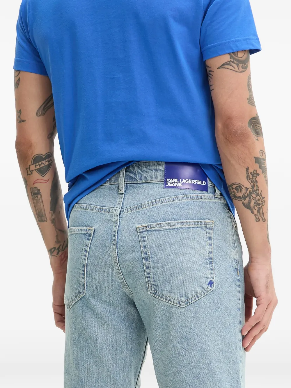 Karl Lagerfeld Jeans rolled-cuff denim shorts Blauw