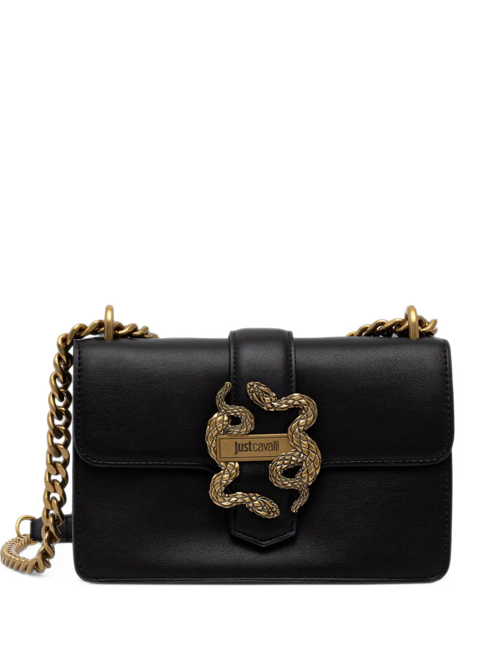 Just Cavalli snake-plaque chain-strap shoulder bag - Nero