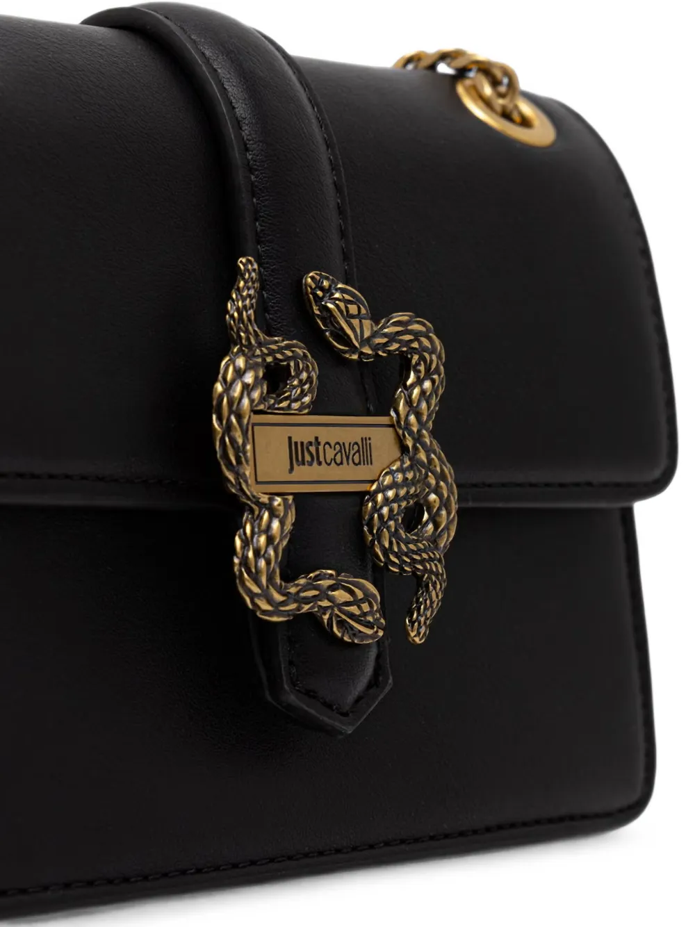 Just Cavalli Mini-tas met slangen-plakkaat Zwart