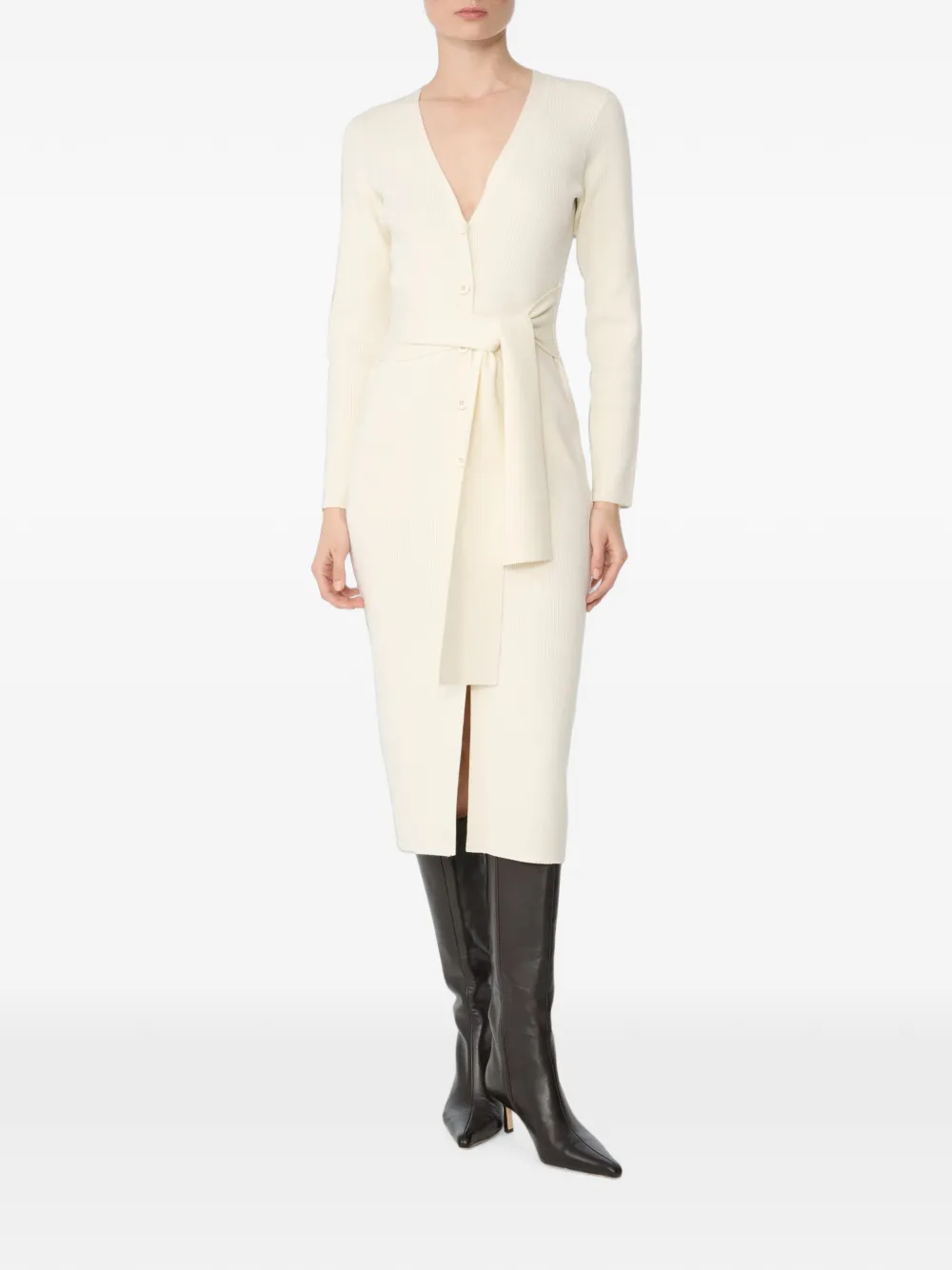 Toccin Lara vest met ceintuur en midi-jurk Beige