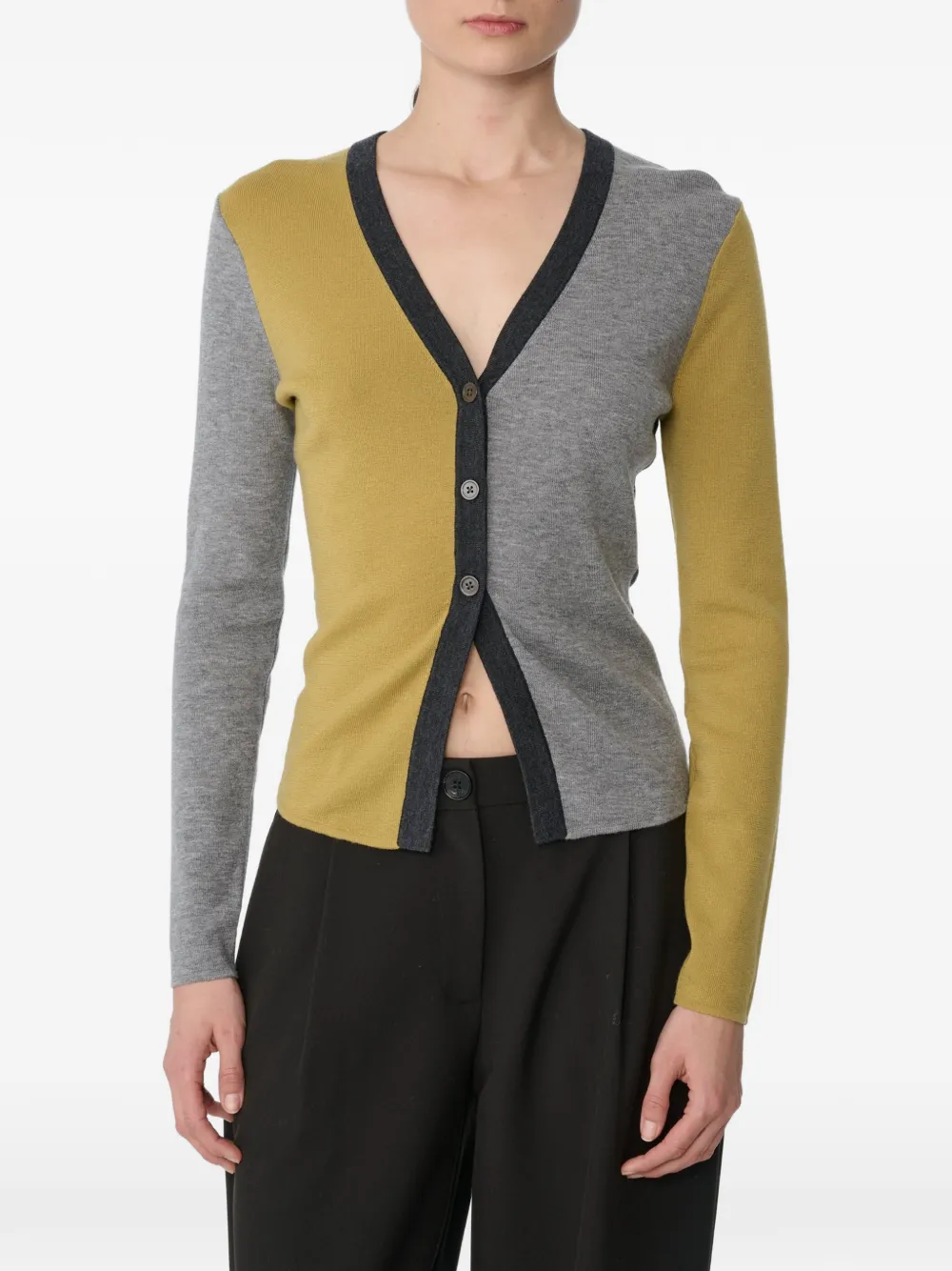 Toccin Ottilie vest met colourblocking en V-hals Geel