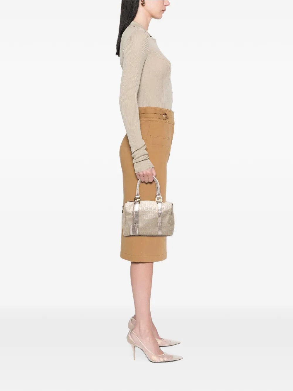 Fendi Pre-Owned 2000-2010 Small Zucchino Metallic Canvas Forever Bauletto boston bag - Rosa