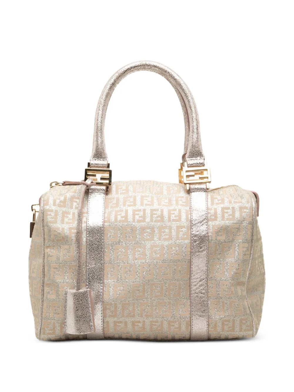 Fendi Pre-Owned 2000-2010 Small Zucchino Metallic Canvas Forever Bauletto boston bag - Rosa
