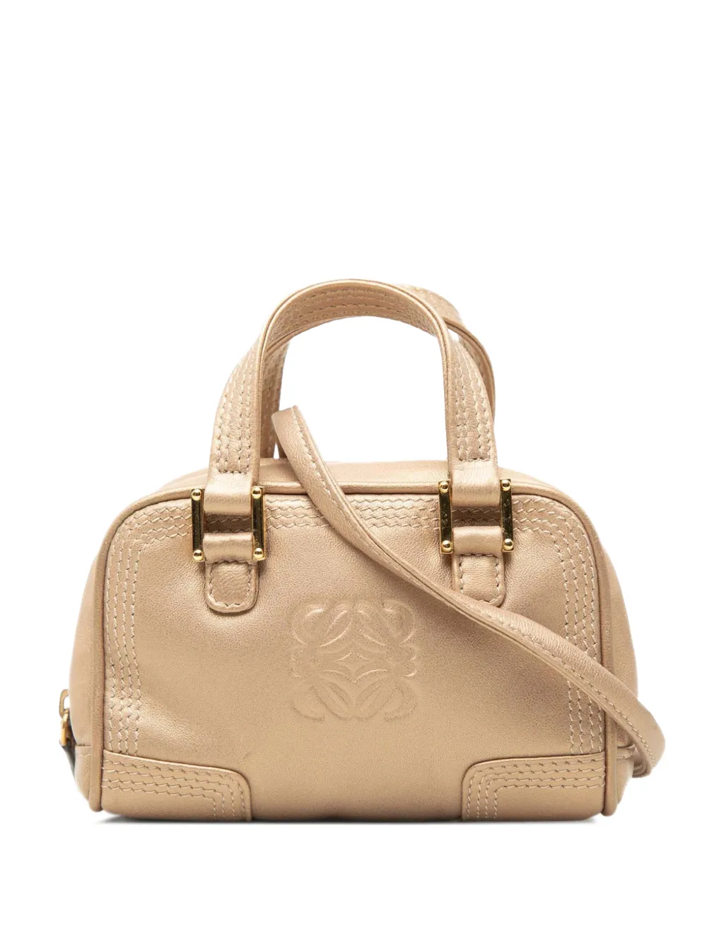 Loewe Pre-Owned 2008 Micro Metallic Leather Amazona satchel - Oro