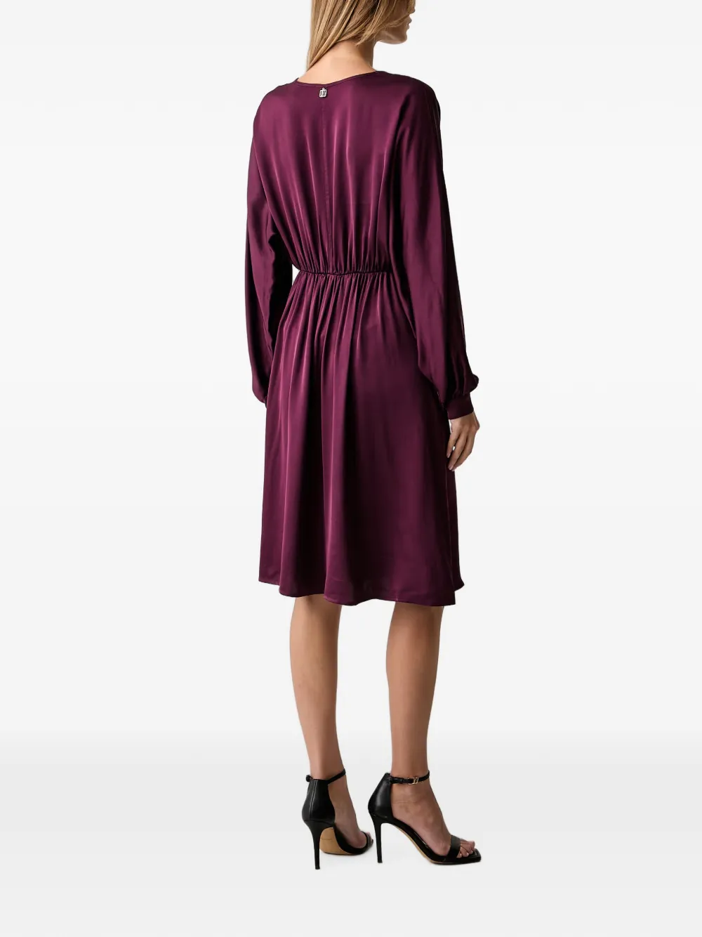 FRACOMINA V-neck gathered satin midi dress Rood