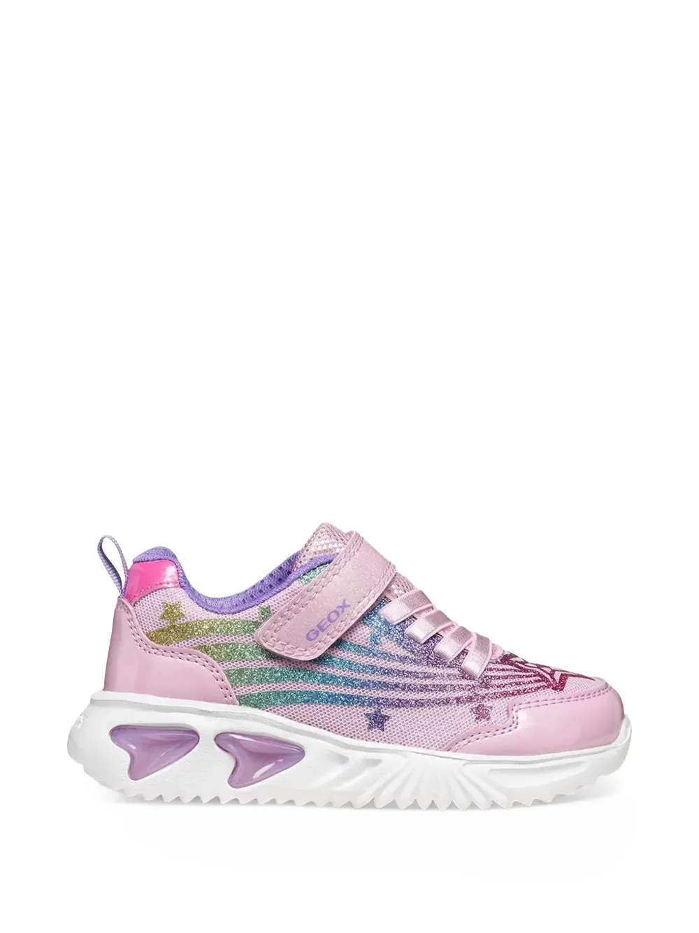 Geox Kids Assister glitter-detail star-patch sneakers - Rosa