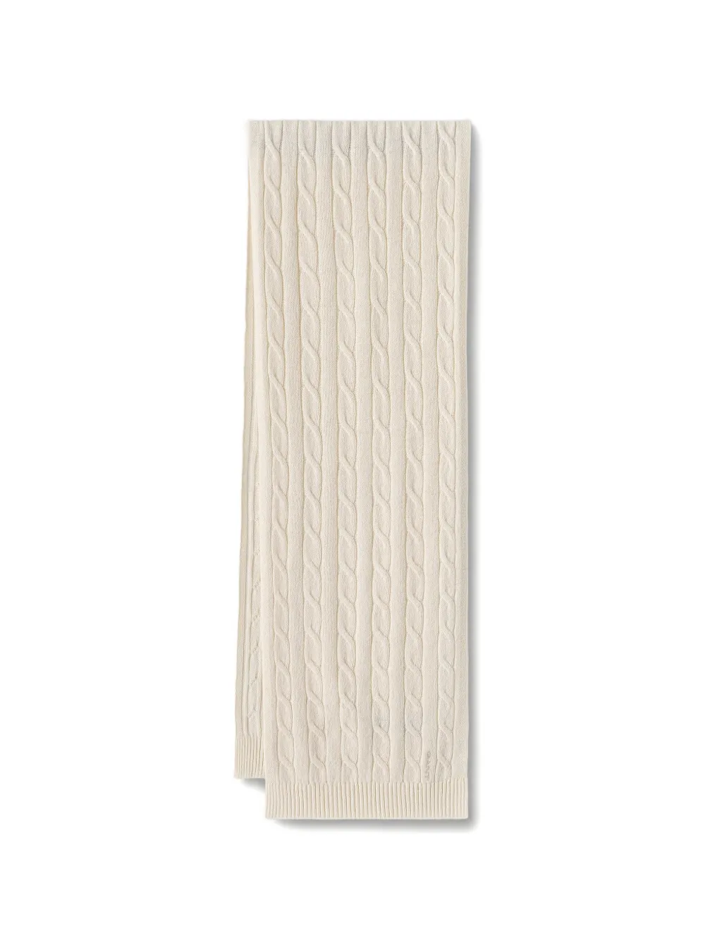 Gant Cable-knit Embroidered-logo Scarf In Neutral