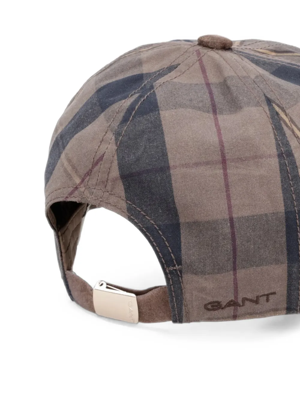 Gant Honkbalpet met suède vlakken en tartan-ruit Bruin