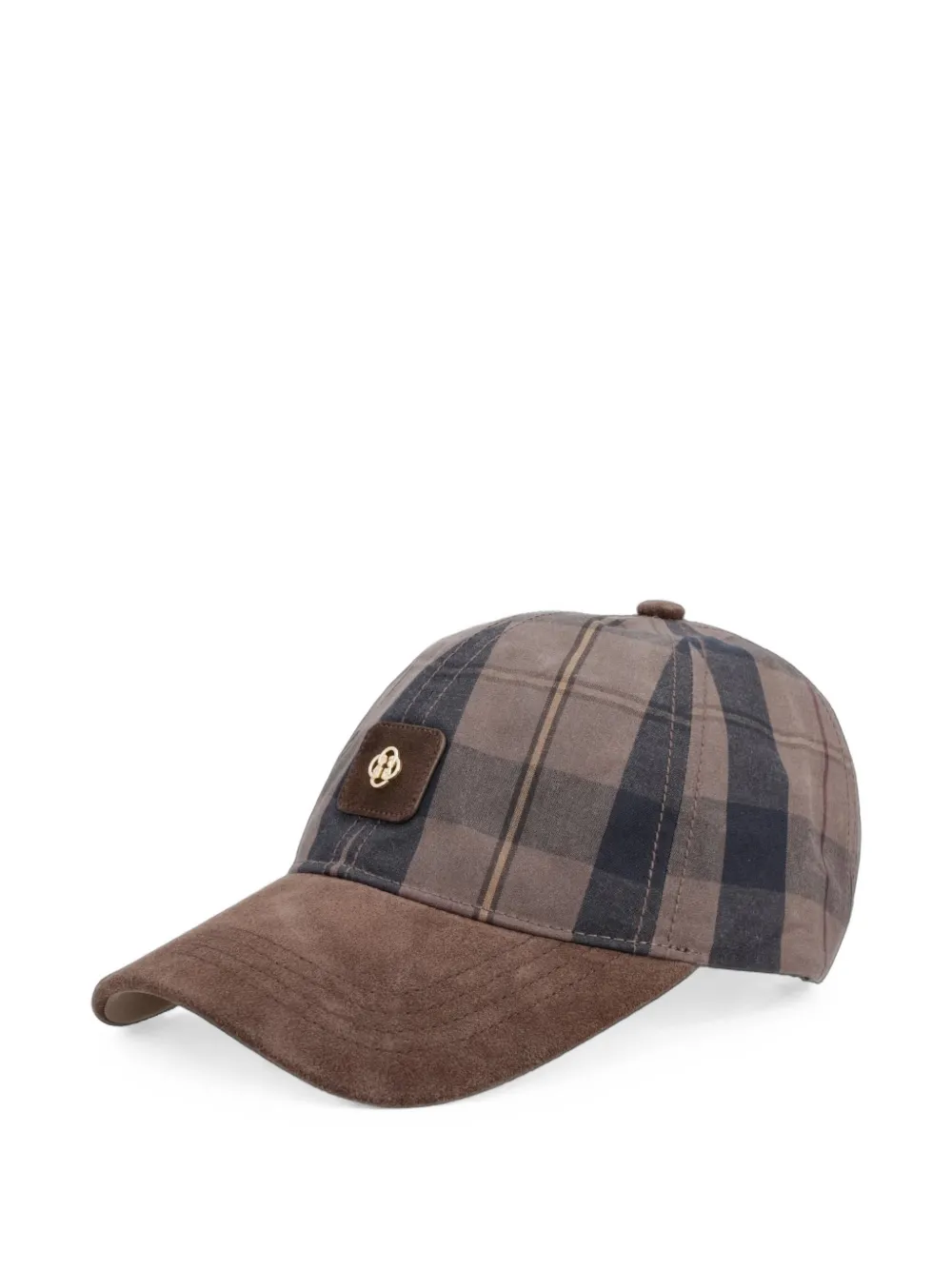 Gant Tartan Suede-panelled Baseball Cap In Brown