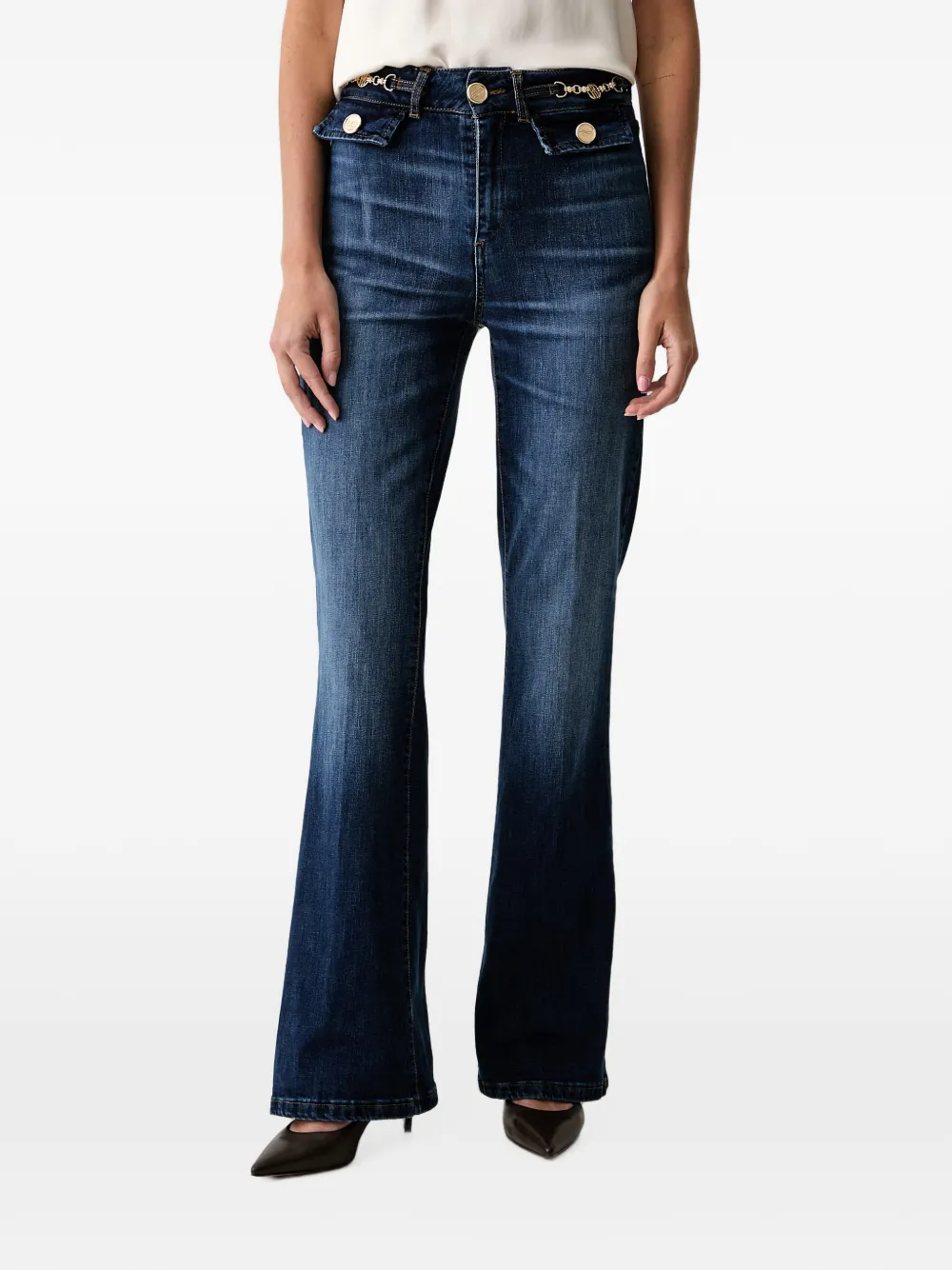 Fracomina Logo-embellished Flared Jeans In Blue