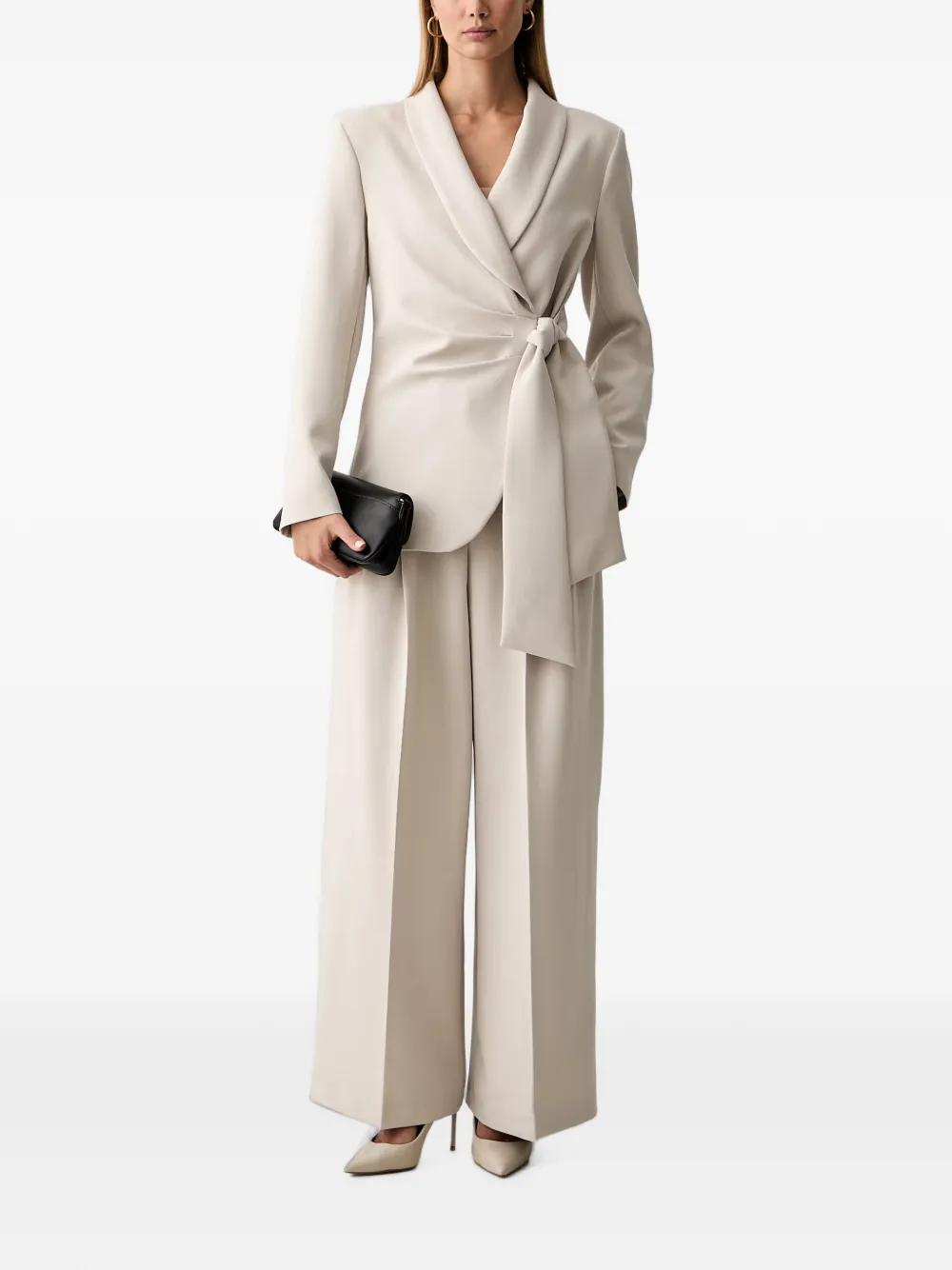 FRACOMINA wrap-style side-tie blazer Beige