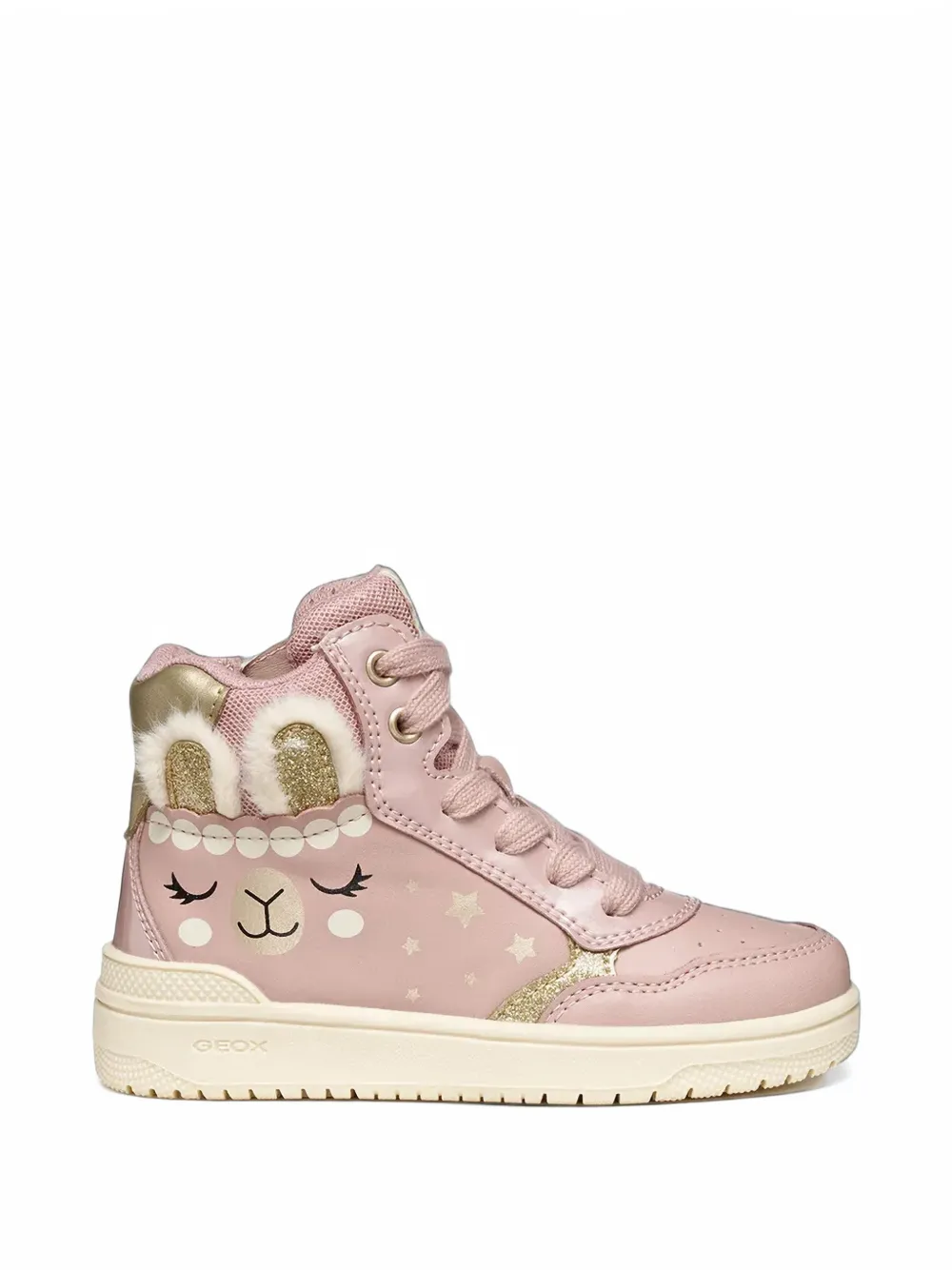 Geox Kids Washiba llama-print glitter-detail sneakers - Rosa