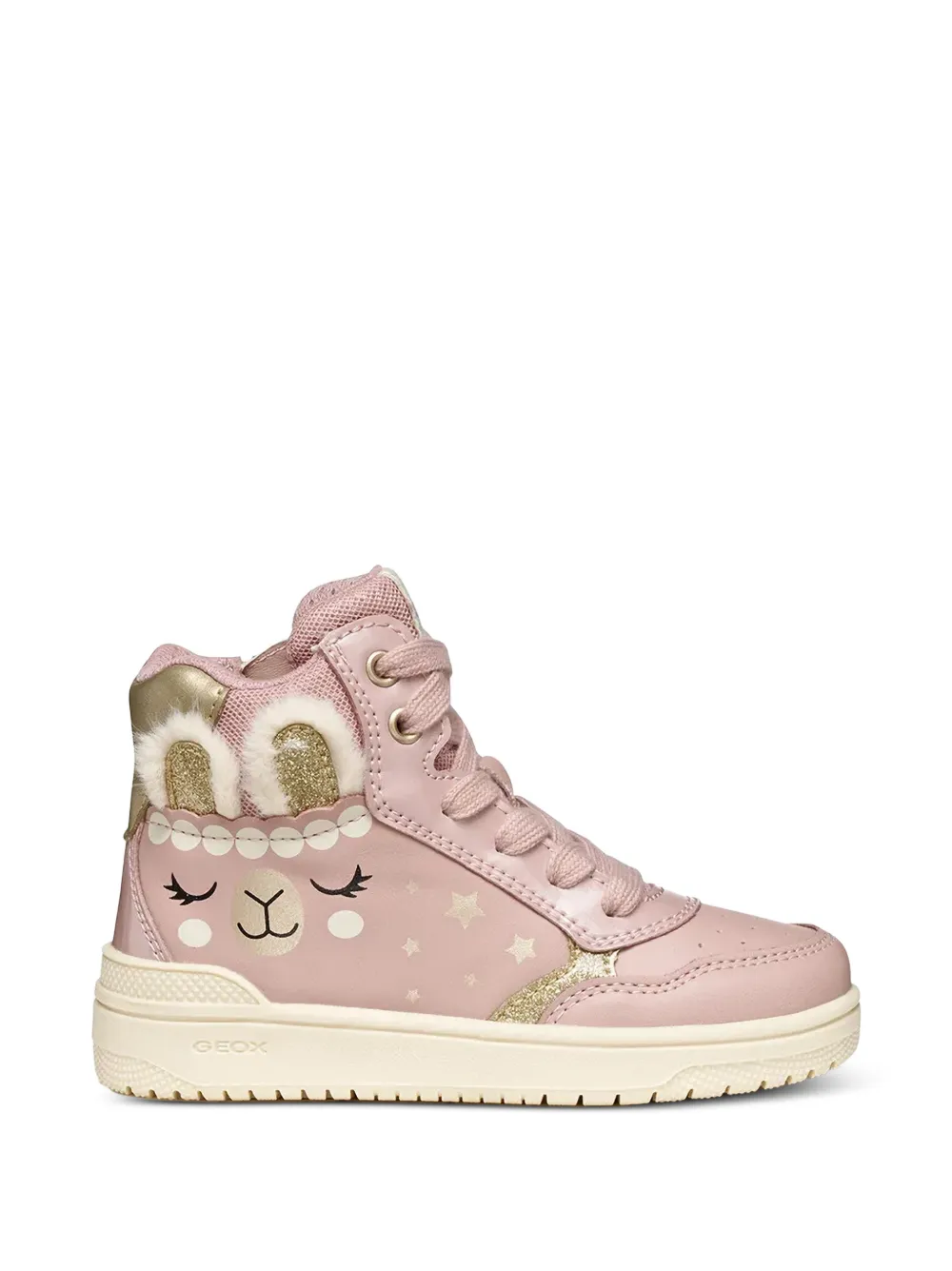 Geox Kids Washiba llama-print glitter-detail sneakers - Rosa