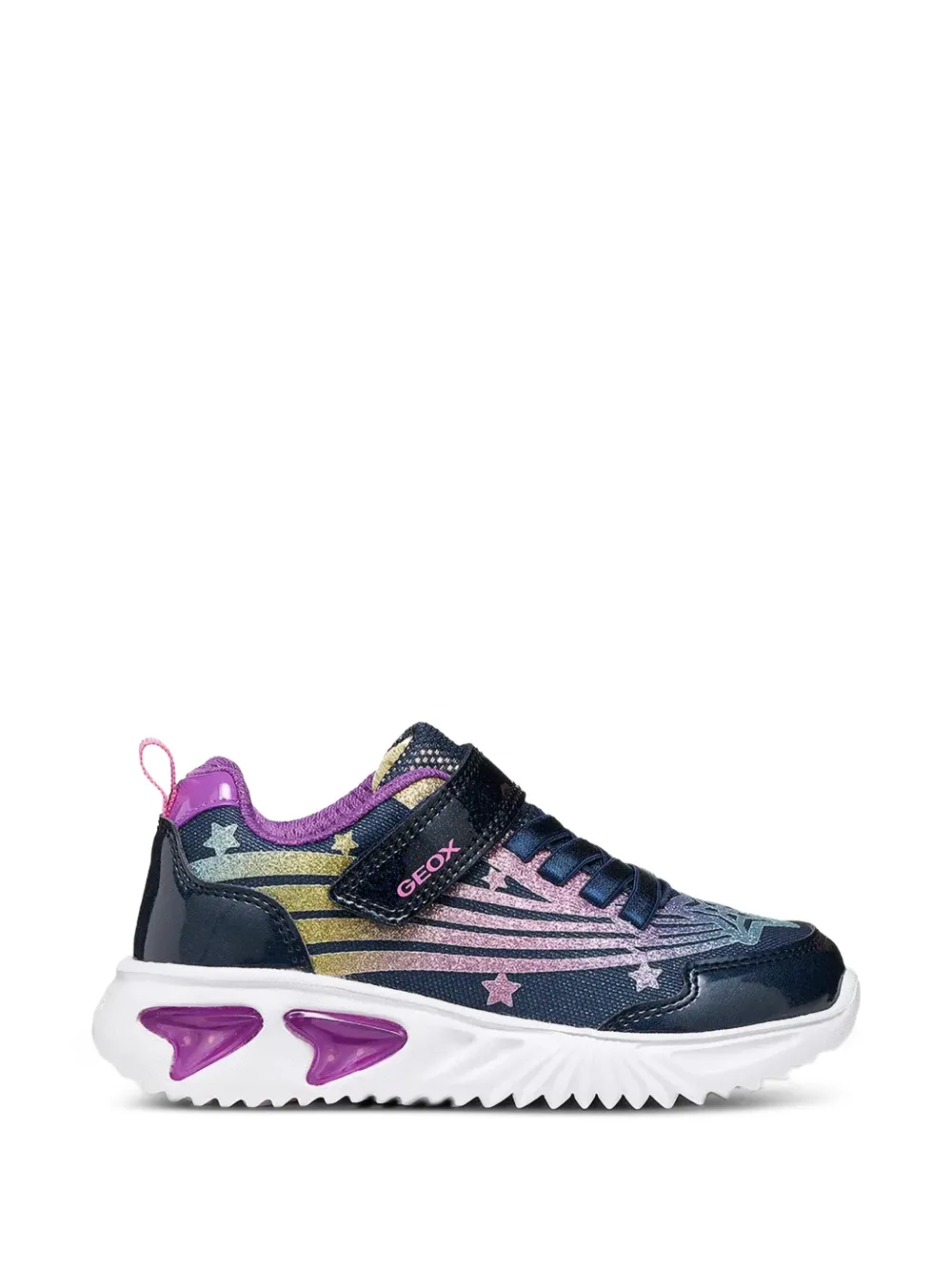 Geox Kids Assister glitter-detail star-print sneakers - Blu