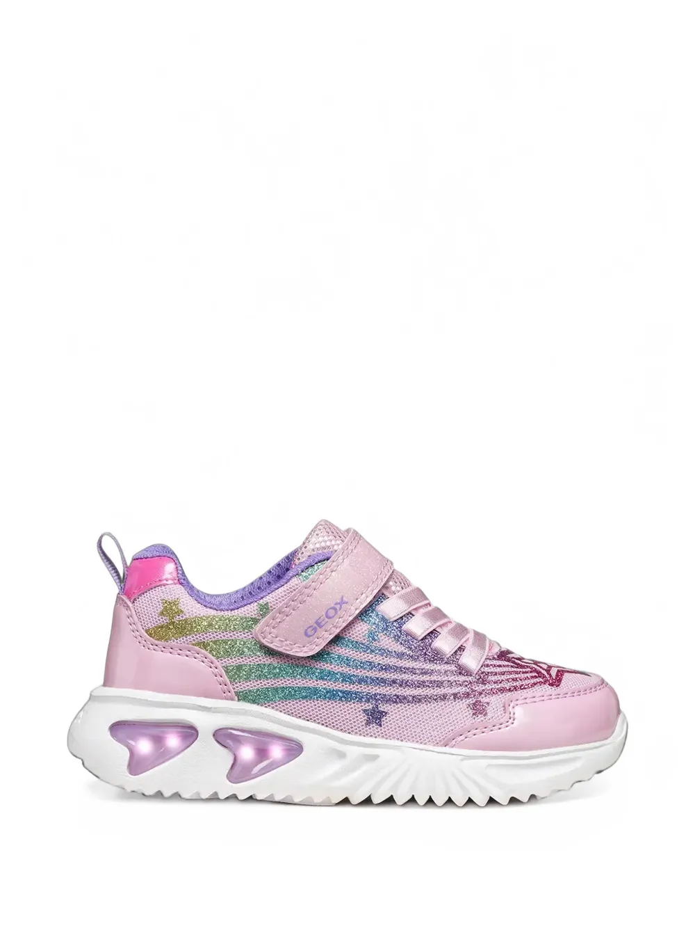 Geox Kids Assister glitter-detail star-print sneakers - Rosa