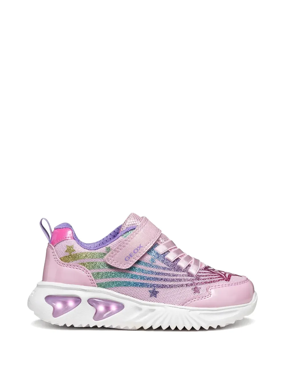 Geox Kids Assister glitter-detail star-print sneakers - Rosa