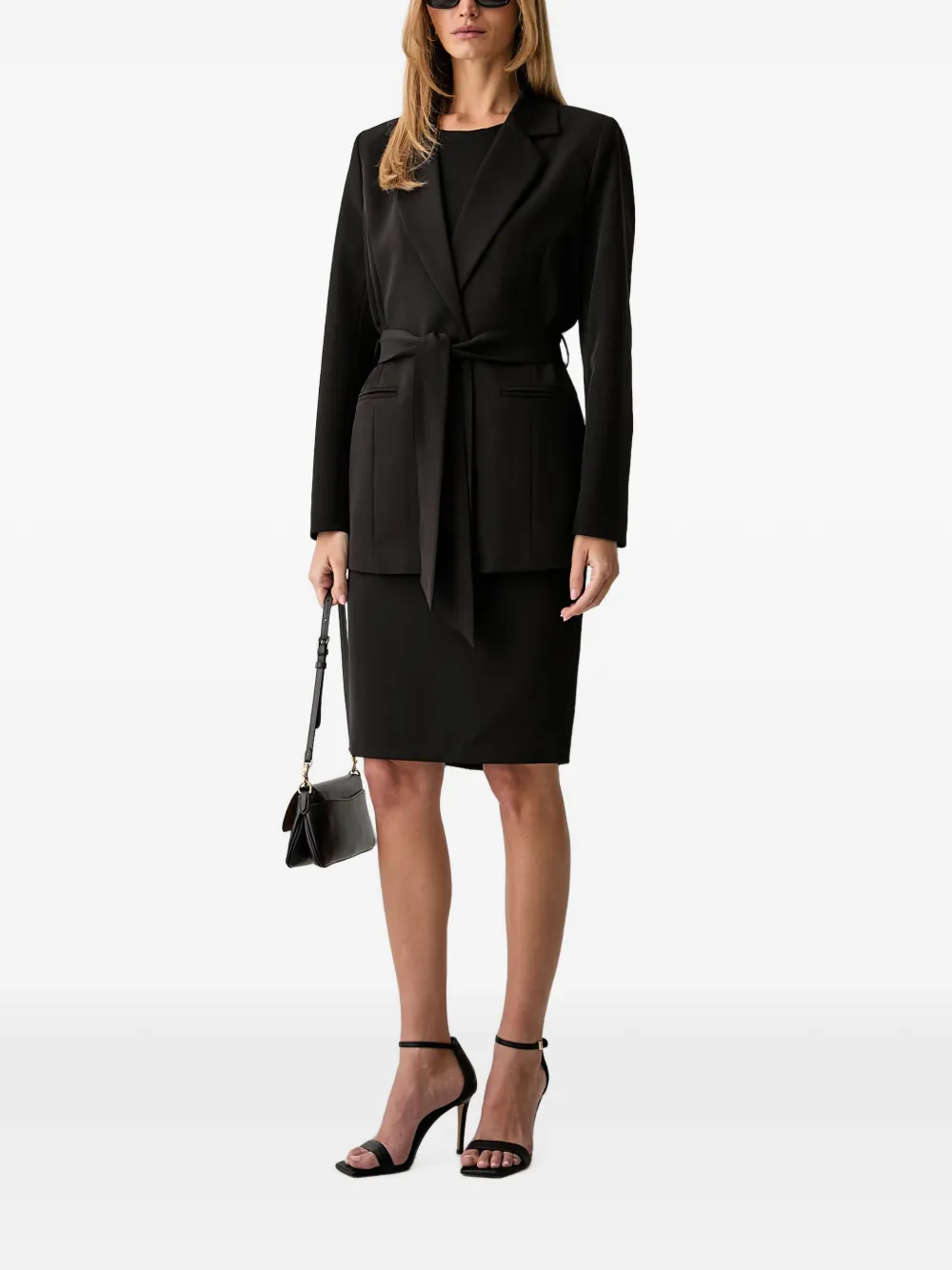 FRACOMINA Blazer met gekerfde revers en ceintuur Zwart