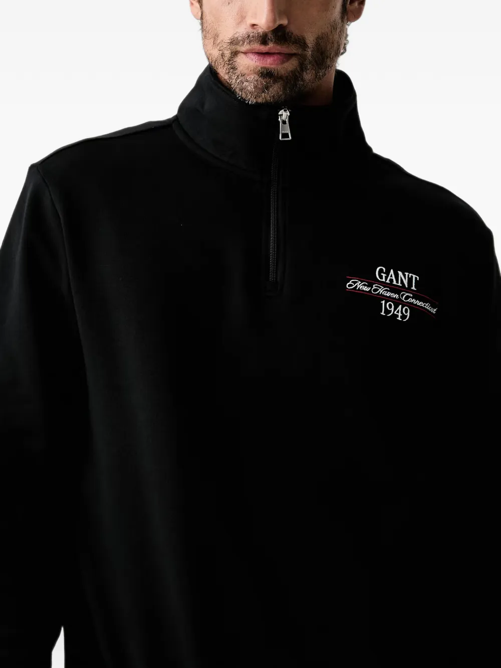 Gant Sweater met geborduurd logo Zwart