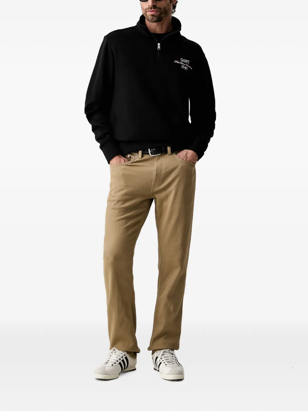 Gant Sweater met geborduurd logo Zwart