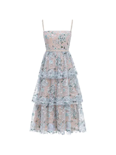 Self-Portrait sequin-embellished tiered midi dress