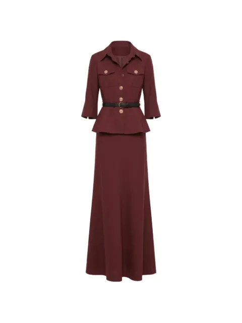 Self-Portrait belted peplum-waist maxi dress