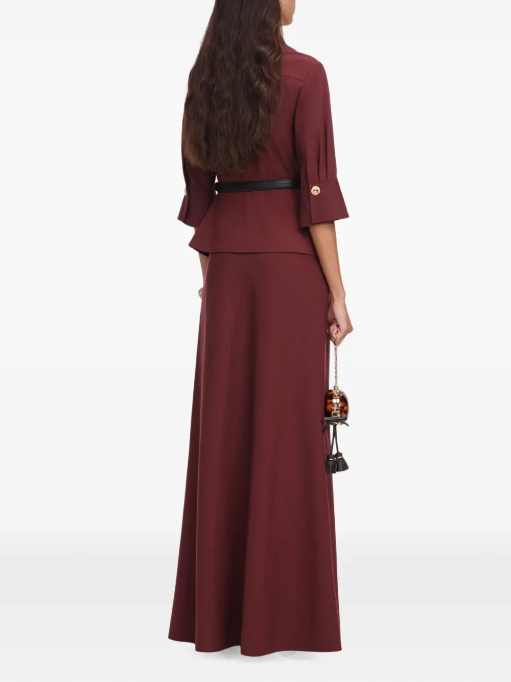 Self-Portrait Maxi-jurk met peplum-taille en ceintuur Bruin