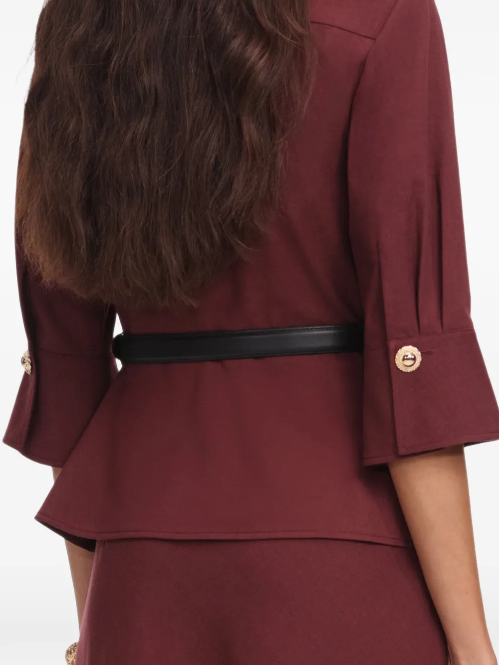 Self-Portrait Maxi-jurk met peplum-taille en ceintuur Bruin