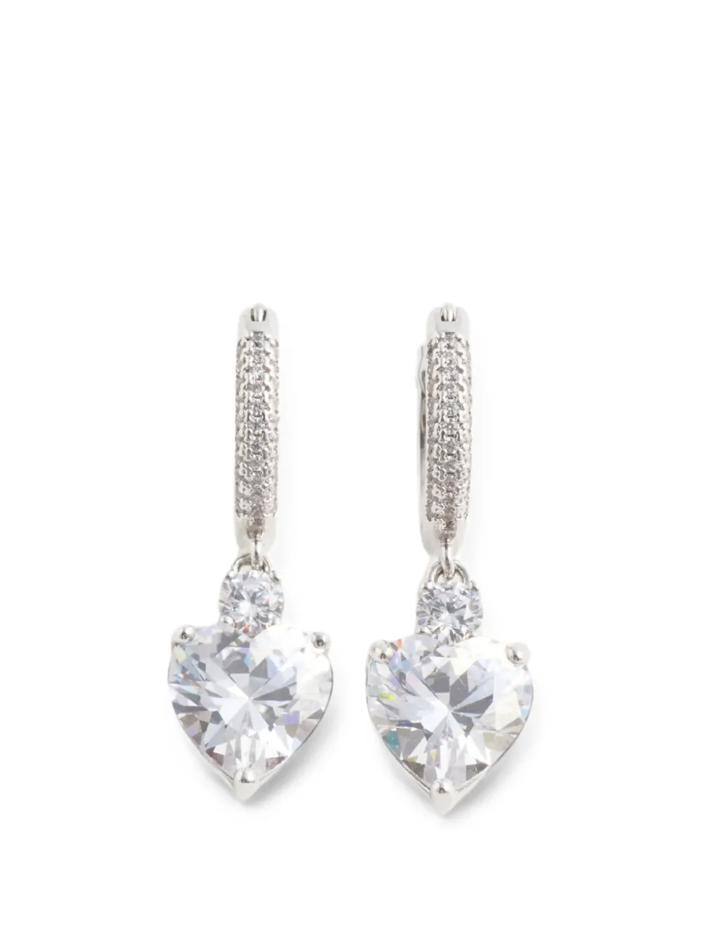 Self-Portrait crystal heart-pendant earrings