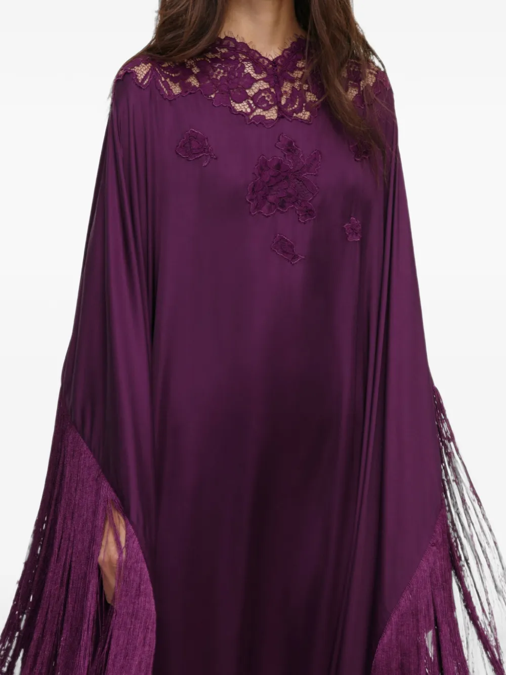 Self-Portrait fringed kaftan Paars