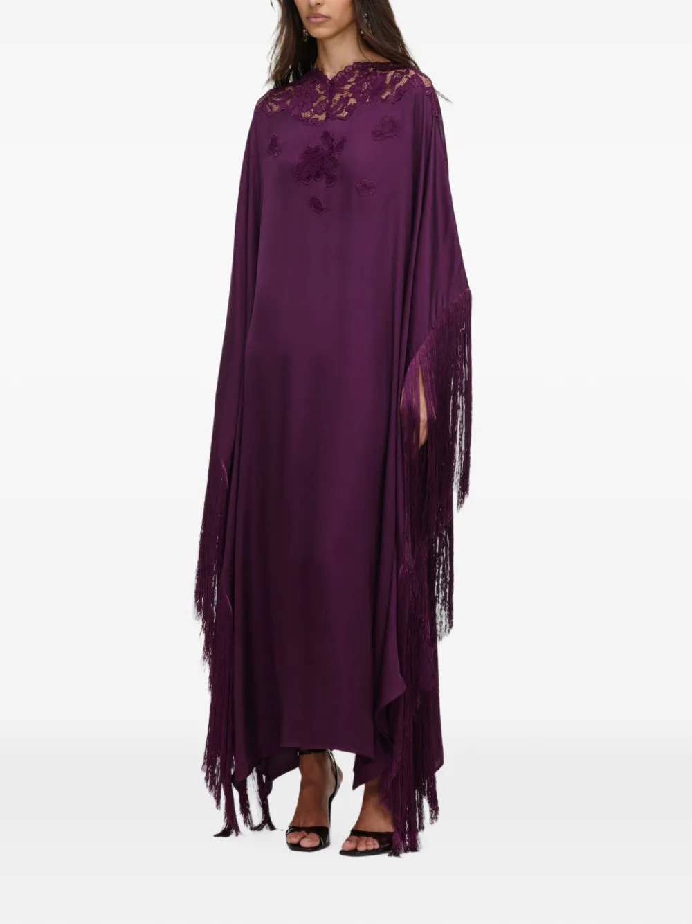 Self-Portrait fringed kaftan Paars