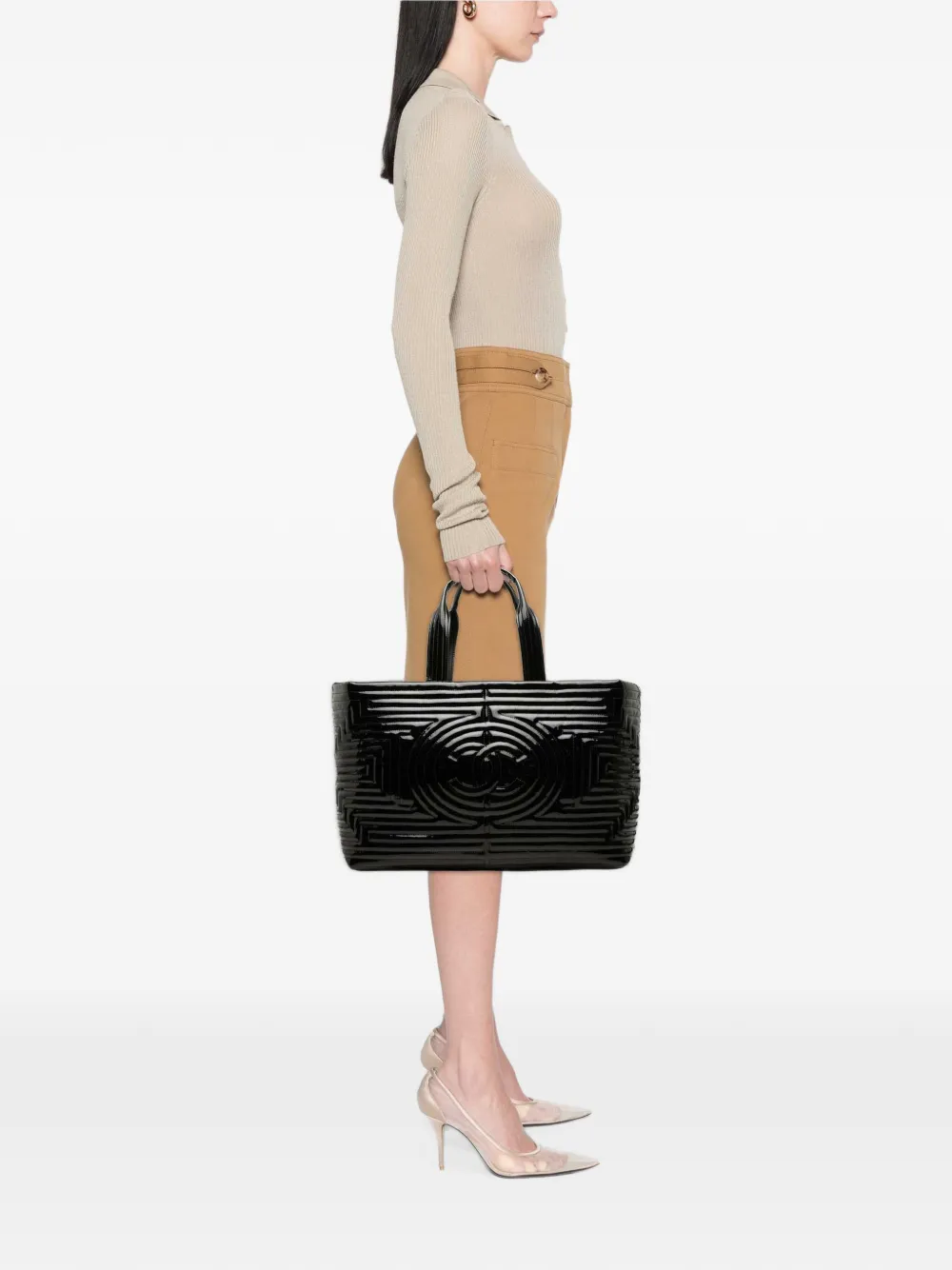CHANEL Pre-Owned 2009-2010 Vinyl Coco Ming Grand Shopping tote bag - Schwarz