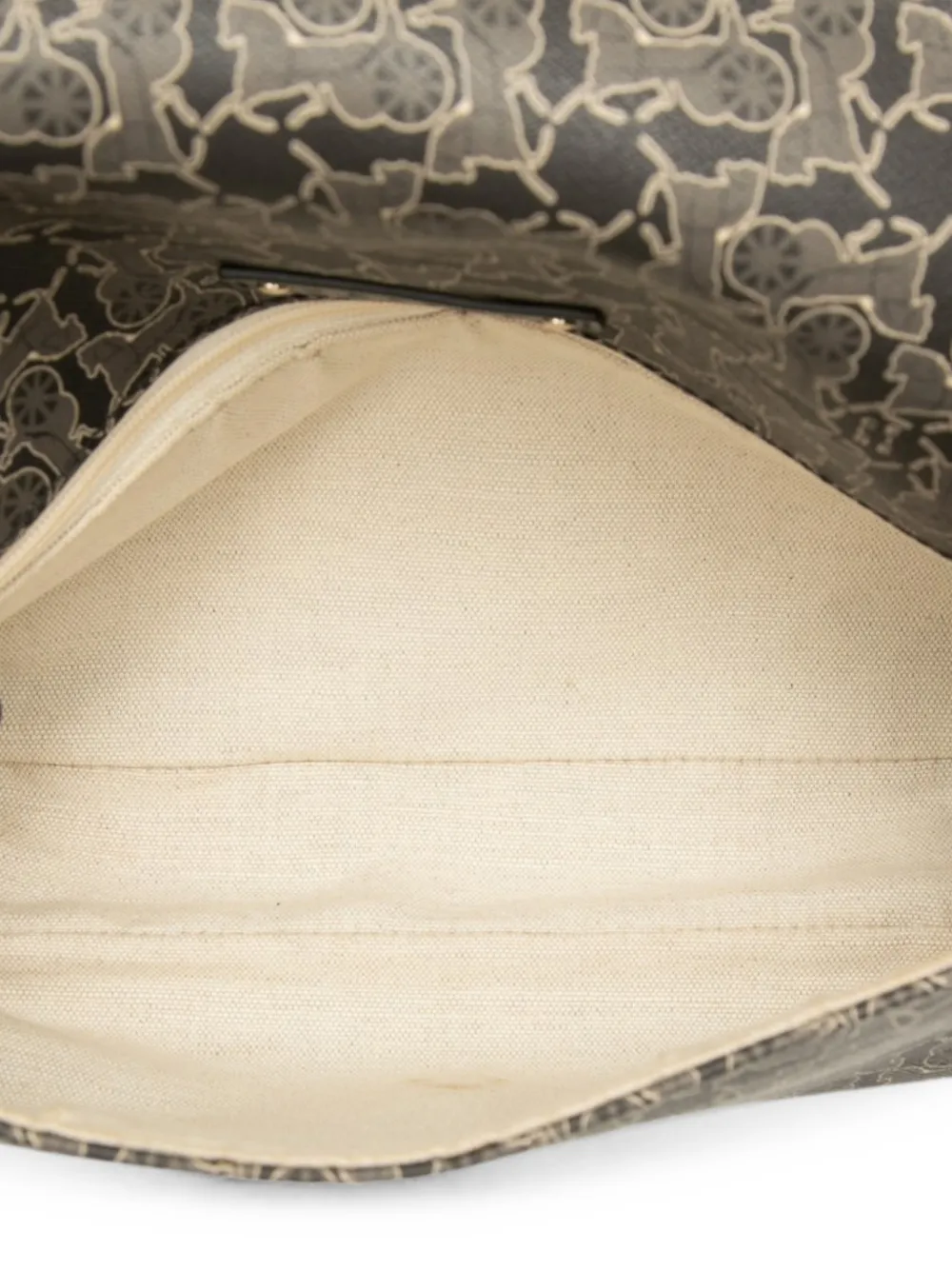 Pre-owned Celine 2009 Horse Carriage Coated Canvas Shoulder Bag In Black