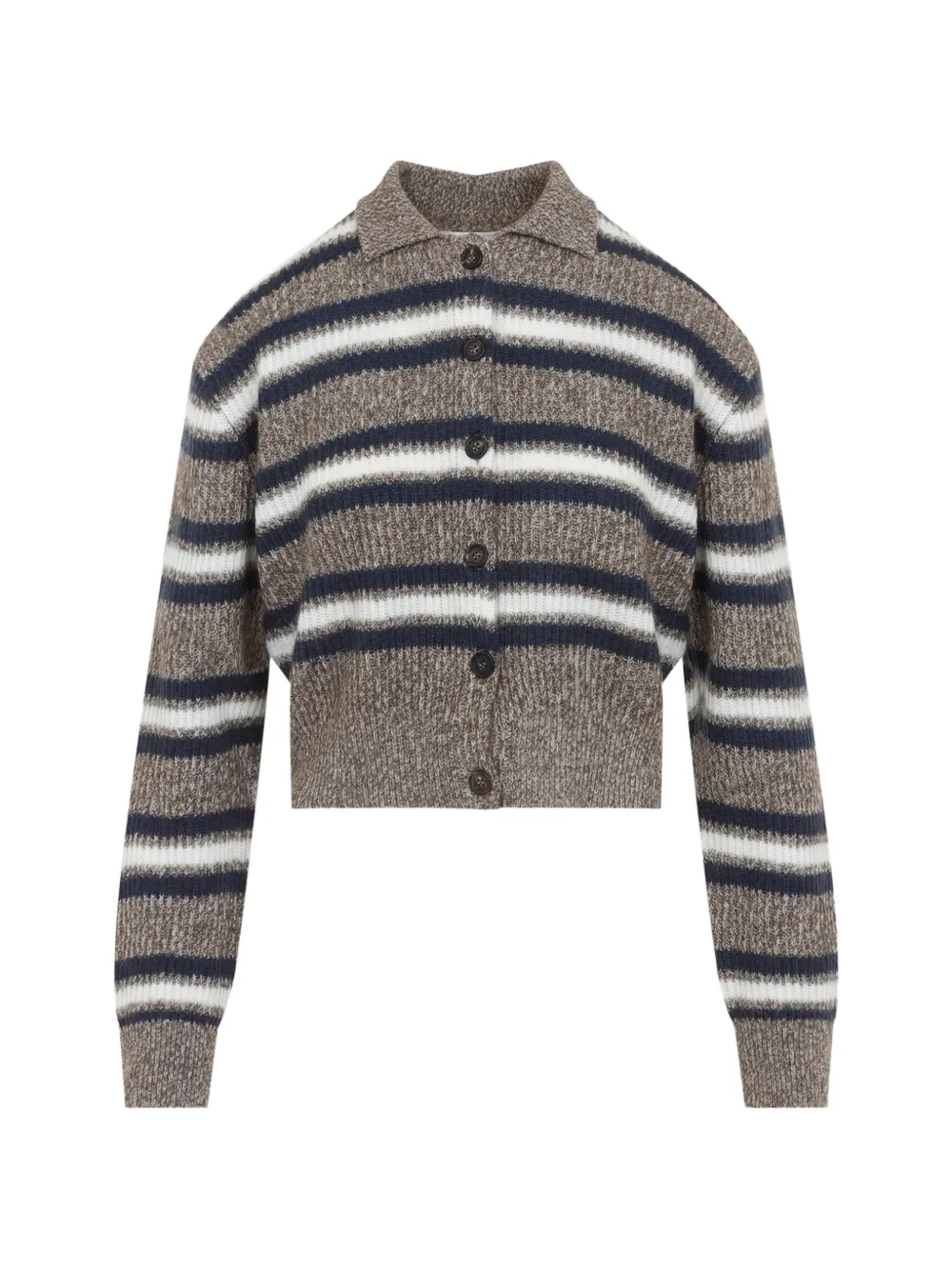 Brunello Cucinelli striped button-up cardigan - Marrone