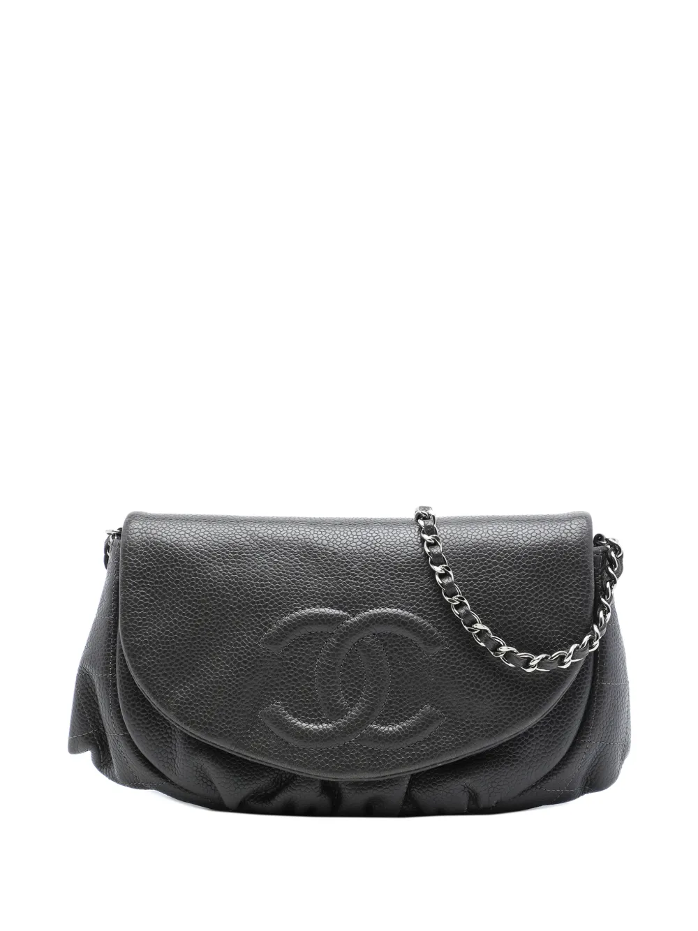 CHANEL Pre-Owned 2012 CC Caviar Half Moon Wallet on Chain crossbody bag - Grigio