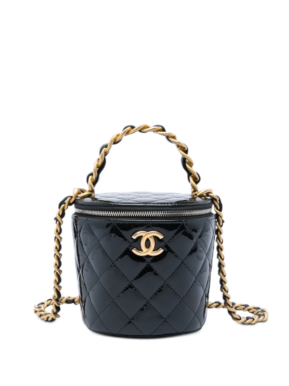 CHANEL Pre-Owned Trousse Afternoon Tea con design trapuntato lucido e catena 2021-2026 - Nero