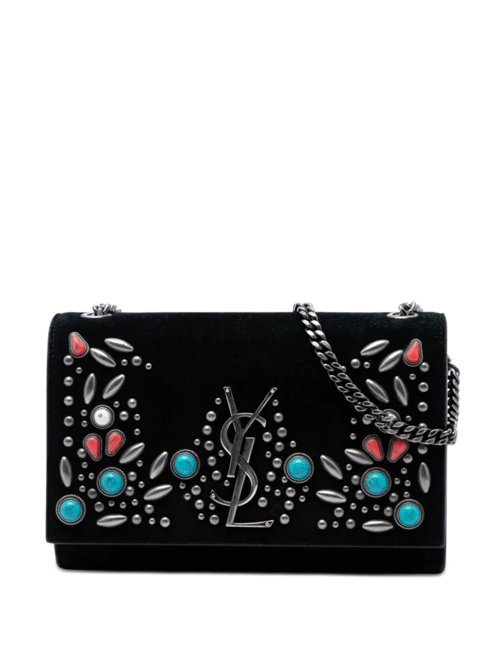 Saint Laurent Pre-Owned 2017 Small Suede Monogram Stone Studded Kate crossbody bag - Schwarz