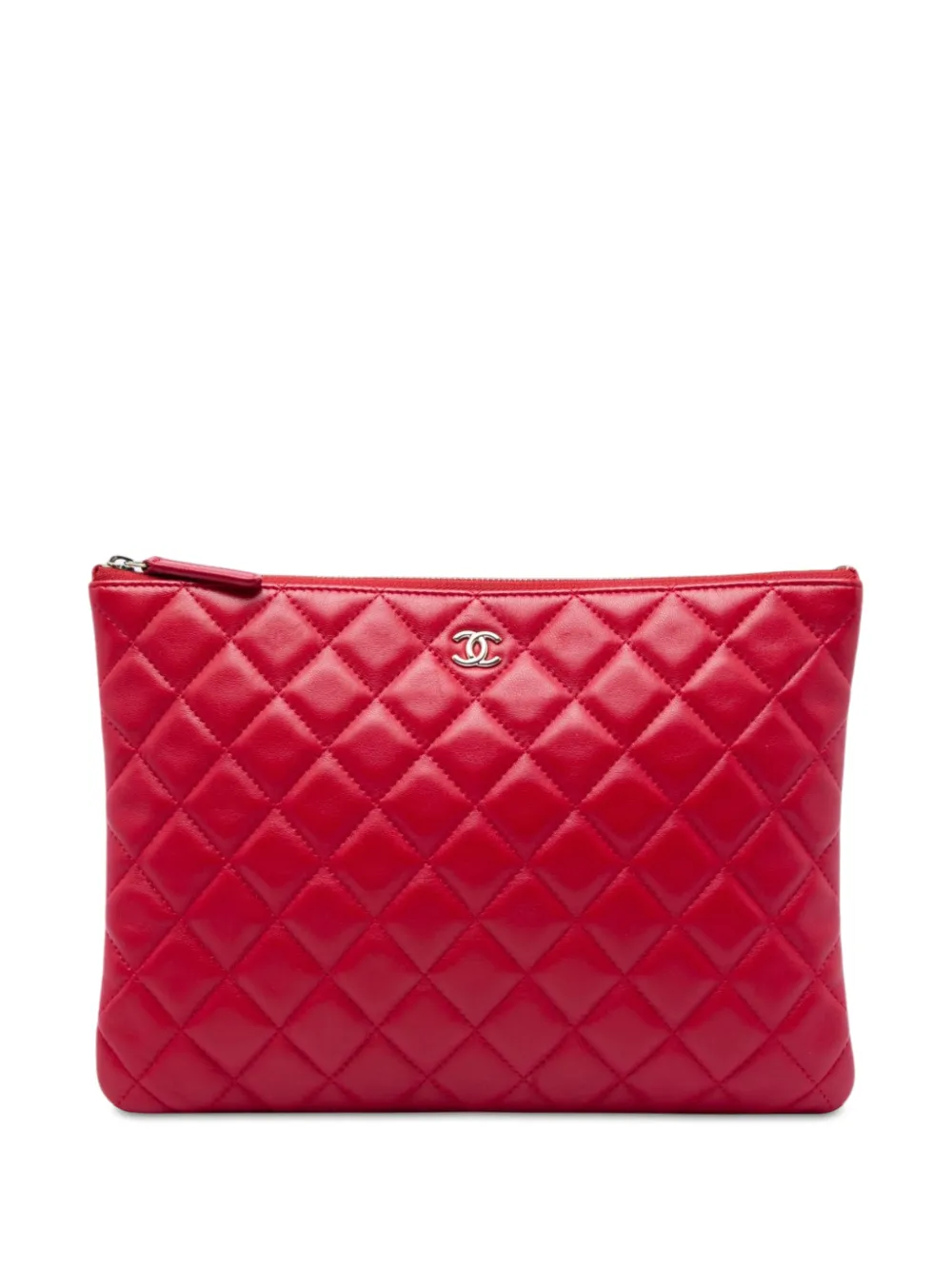 CHANEL Pre-Owned 2016-2017 Medium Quilted Lambskin O Case clutch bag - Rot