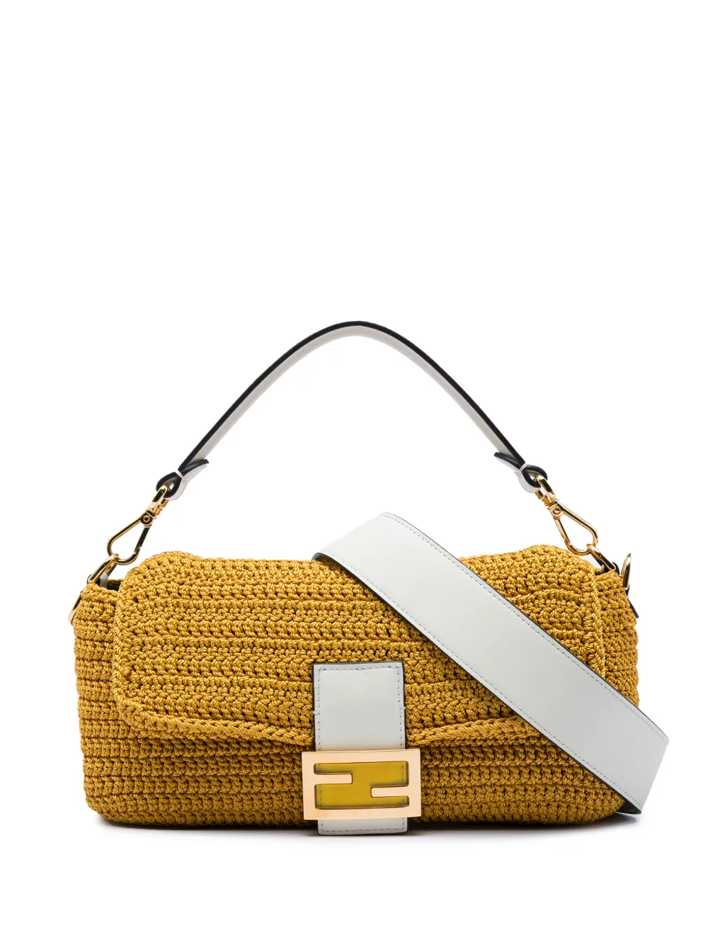 Fendi Pre-Owned 2010-2026 Crochet Raffia Baguette satchel - Braun