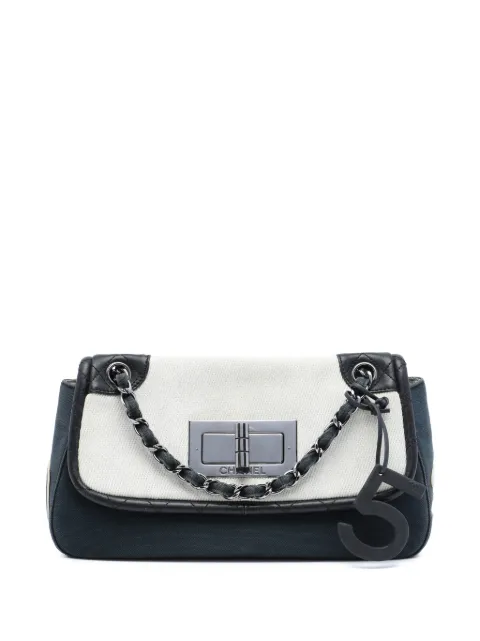 CHANEL Pre-Owned 2004-2005 Tricolor Canvas and Leather No 5 Giant Mademoiselle Lock Flap Bag shoulder bag