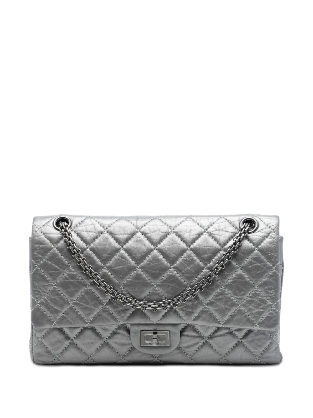CHANEL Pre-Owned 2010-2011 gesteppte Reissue 2.55 Double Flap 226 Schultertasche aus gealtertem Kalbsleder - Silber