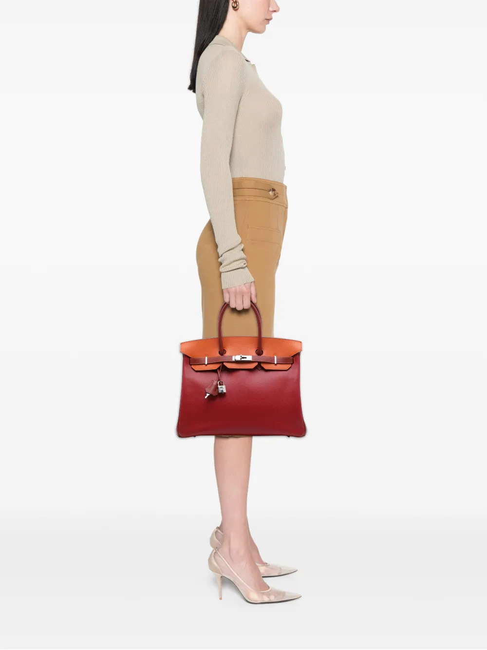 Hermès Pre-Owned 2009 Special Order Tricolor Epsom Birkin Retourne 35 handbag - Rot