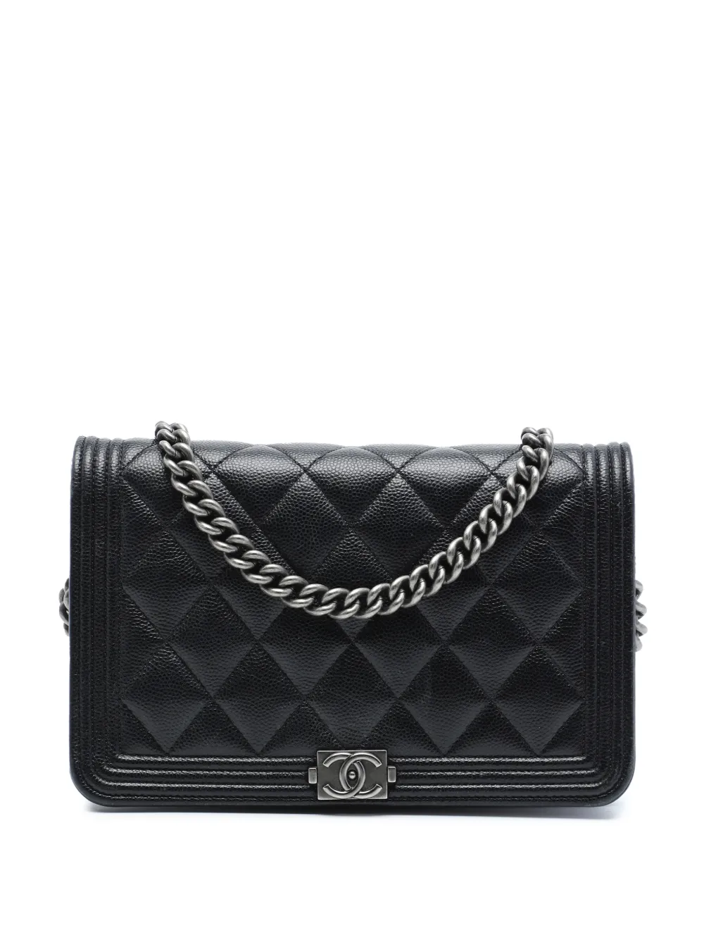 CHANEL Pre-Owned 2020 Quilted Caviar Boy Wallet on Chain crossbody bag - Nero