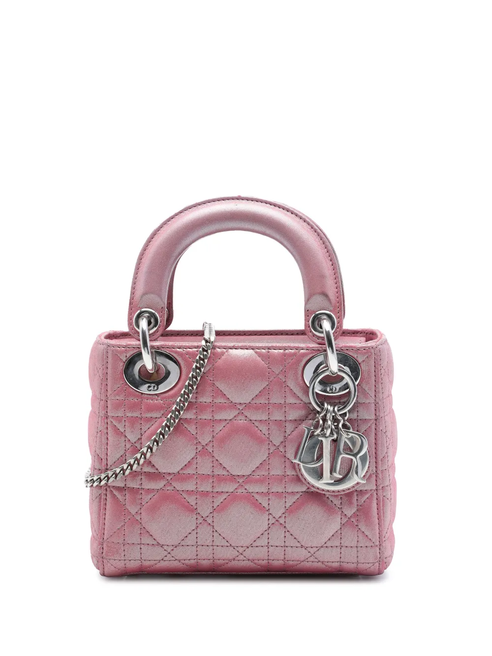 Christian Dior Pre-Owned 2016 mini Lady Dior Satchel-Tasche aus schillerndem Lammleder - Rosa