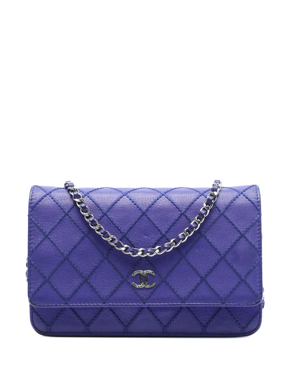 CHANEL Pre-Owned Borsa a tracolla Fancy CC in pelle di vitello trapuntata con catena 2014 - Viola